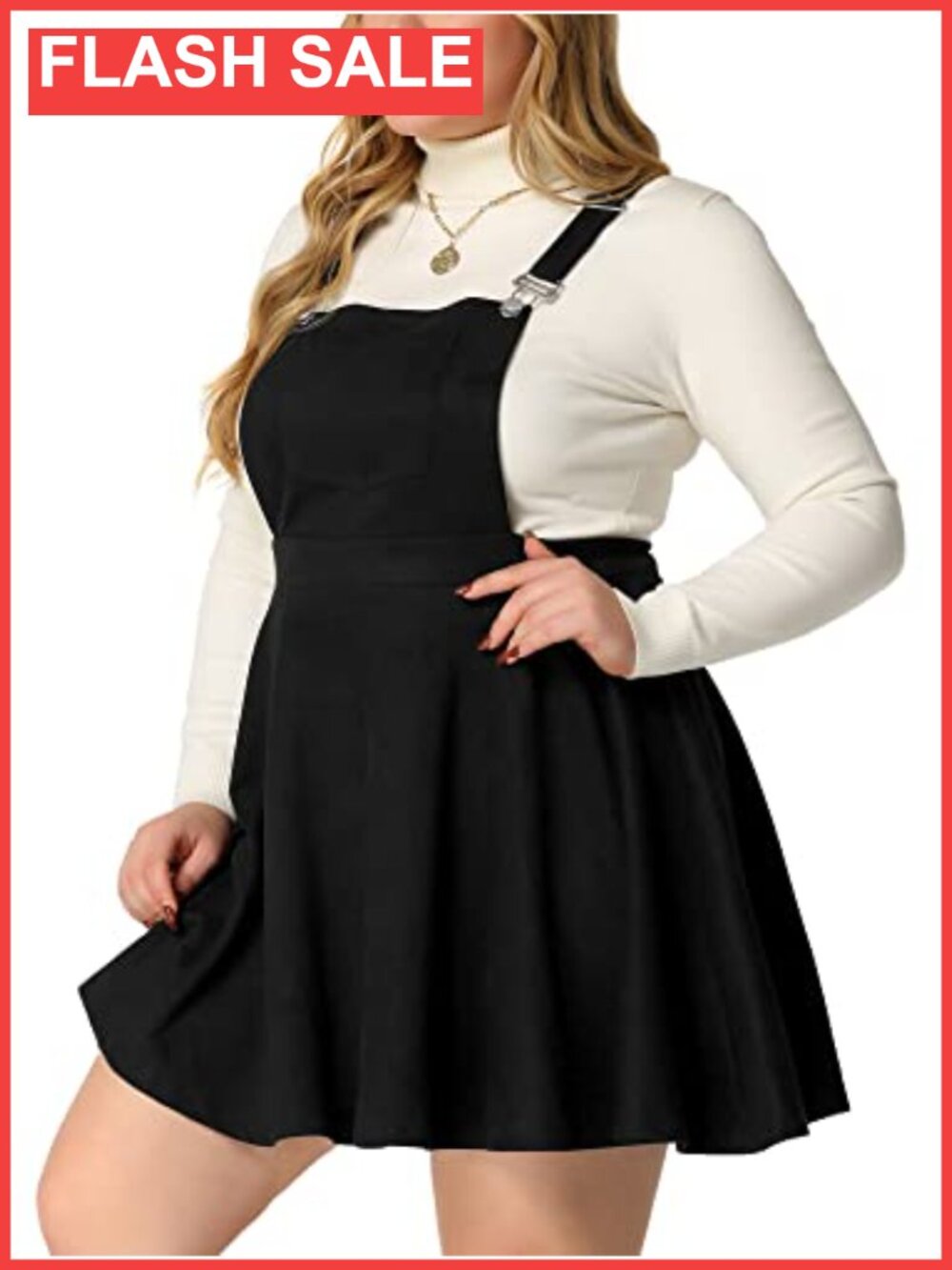 Faux Suede Skater Skirt Plus Size Mini A-Line Suspender Dress